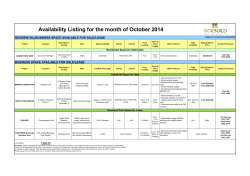 Availability Listing for the month of October 2014
