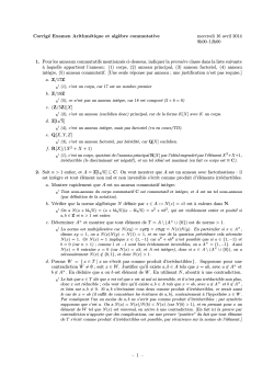 Corrigé Examen Arithmétique et alg`ebre commutative mercredi 16