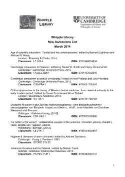 Whipple Library: Accessions list, March 2014