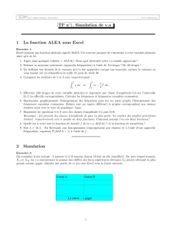 TP n 1. Simulation de v.a 1 La fonction ALEA sous Excel 2 Simulation
