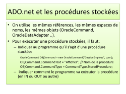 ADO.NET et les procédures stockées