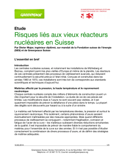 Risques liés aux vieux réacteurs nucléaires en Suisse