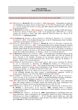 1 Didier BINDER PUBLICATIONS 1980-2014 ACL - CEPAM
