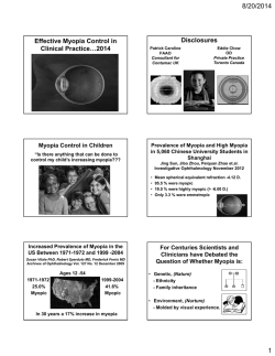 Effective Myopia Control in Clinical Practice&hellip;2014 Disclosures