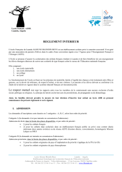 Règlement Intérieur 2014-2015
