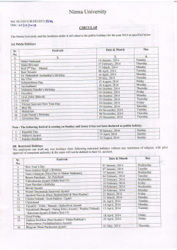 Holiday List 2014 - Nirma University