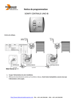 Notice de programmation SOMFY CENTRALIS UNO IB
