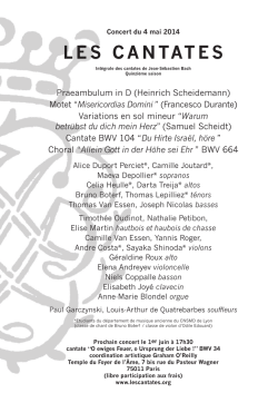 Du Hirte Isra&euml;l, h&ouml;re - Les Cantates de Bach