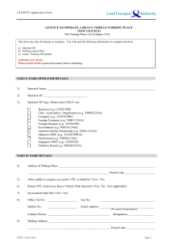 LTA/HVP1 Application Form LICENCE TO OPERATE