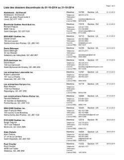 Liste des dossiers discontinués du 01-10-2014 au 31-10