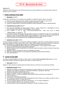 Activit&eacute; mouvement parabolique