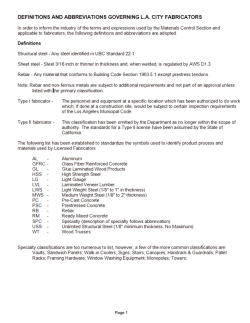 Approved Fabricators Roster