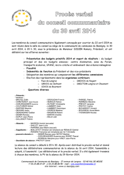 30 Avril 2014 - Communauté de communes du Bassigny