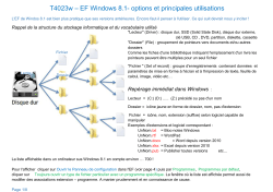 T4023w – EF Windows 8.1- options et principales utilisations