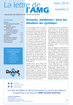 Mars 2014, N° 2 - Association des Médecins du canton de Genève