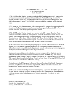 GUAM COMMUNITY COLLEGE LPN &ndash; Quarterly Report April &ndash; June