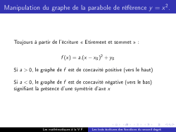 Manipulation du graphe de la parabole de référence y = x