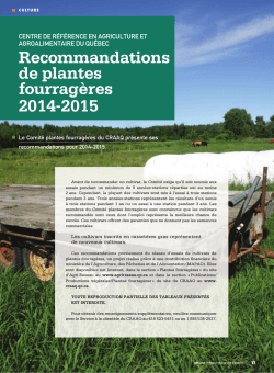 Recommandations de plantes fourragères 2014-2015 - Agri