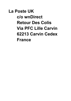 La Poste UK c/o wnDirect Retour Des Colis Via PFC Lille