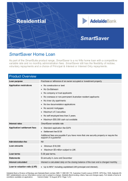 SmartSaver Home Loan Fact Sheet - Adelaide Bank