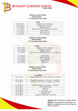 Bethany Convent School Greater Noida 2nd Term Exam Time Table
