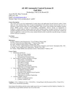AE 483 Automatic Control Systems II Fall 2014