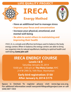 IRECA ENERGY COURSE - Life Quality Project