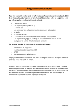 Programme de formation - Constructys Aquitaine