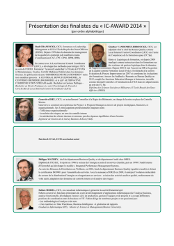 Présentation des finalistes du « IC-AWARD 2014 »