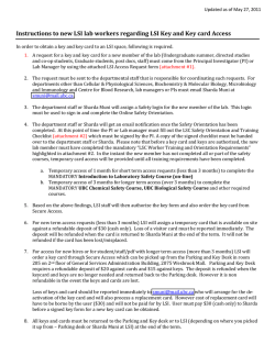 Instructions to new LSI lab workers regarding LSI Key and Key card