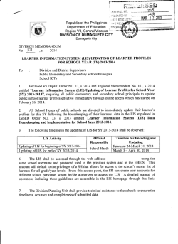 dM 101 s. 2014 - Official Website of DepEd, Division of Dumaguete