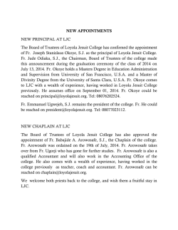 NEW APPOINTMENTS NEW PRINCIPAL AT LJC The Board of