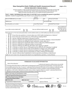 New Hampshire Early Childhood Health Assessment Record