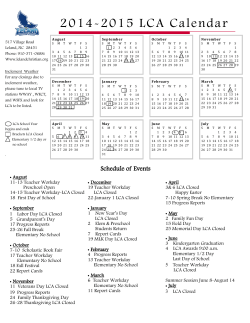 2014-2015 LCA Calendar - Leland Christian Academy