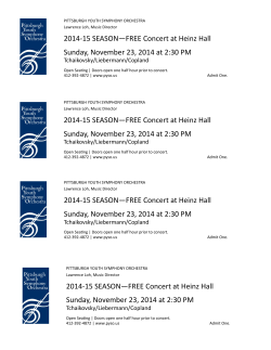 2014-15 SEASON—FREE Concert at Heinz Hall Sunday, November