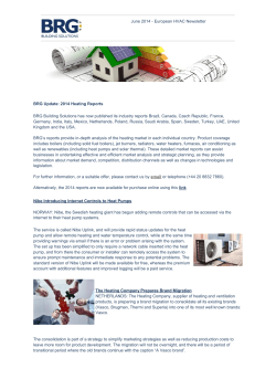 June 2014 - European HVAC Newsletter BRG Update: 2014