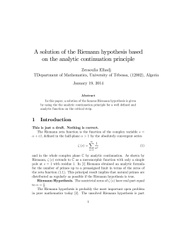 A solution of the Riemann hypothesis based on the