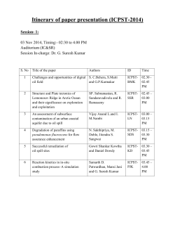 Technical Paper Presentation Schedule - ICPST-2014
