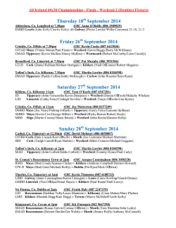2014 60×30 Weekend 2 Doubles All Ireland Final – Fixtures