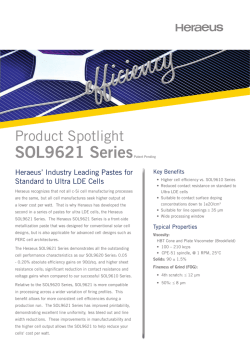 Product Spotlight - Heraeus Photovoltaics