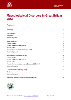 Musculoskeletal Disorders - Health and Safety Executive