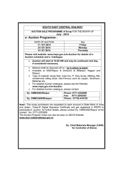 e- Auction Programme : - South East Central Railway