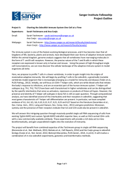 Sanger Institute Fellowship Project Outline