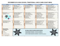 december 2014 high school traditional lunch carb count menu