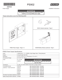 PS902 Power Supply Installation Instructions