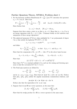 Further Quantum Theory, MT2014, Problem sheet 1