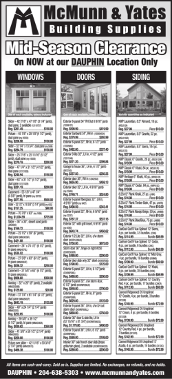 Mid-Season Clearance - McMunn and Yates Building Supplies