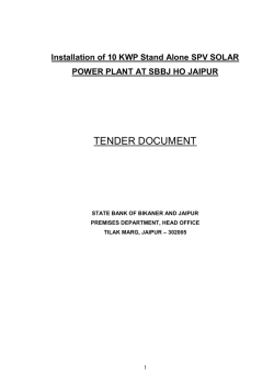 Installation of 10 KWP Stand Alone SPV SOLAR POWER PLANT AT