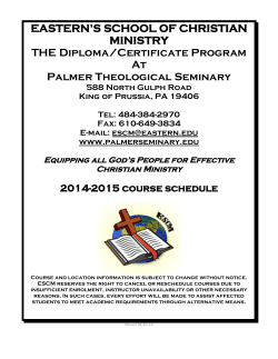 2014-2015 Course Schedule - Palmer Theological Seminary