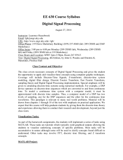 EE 630 Course Syllabus Digital Signal Processing